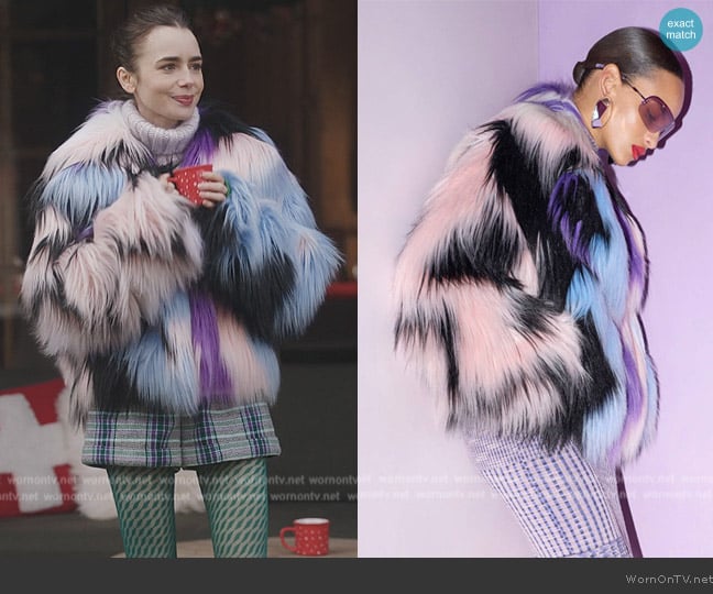 Missoni Fur Coat worn by Emily Cooper (Lily Collins) on Emily in Paris