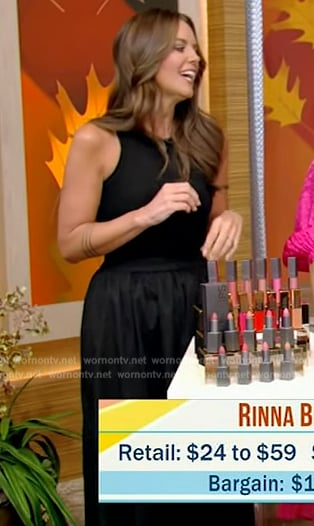 Monica Mangin’s black tank and skirt on Live with Kelly and Mark