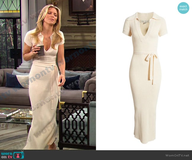 Moon River Rib Pencil Dress in Cream worn by Marine Greene (AnnaLynne McCord) on Days of our Lives