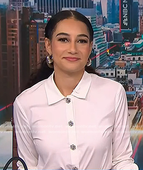 Morgan’s jewel button blouse on NBC News Daily