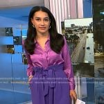 Morgan’s purple silk shirt and paperbag waist pants on NBC News Daily