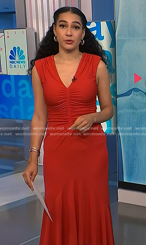 Morgan's red ruched front dress on NBC News Daily