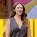 Elizabeth Olsen’s gray jumpsuit on Live with Kelly and Mark