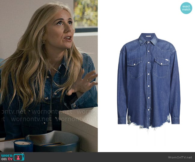 Mother The Western Denim Overshirt in Dopenhagen worn by Morgan (Justine Lupe) on Nobody Wants This