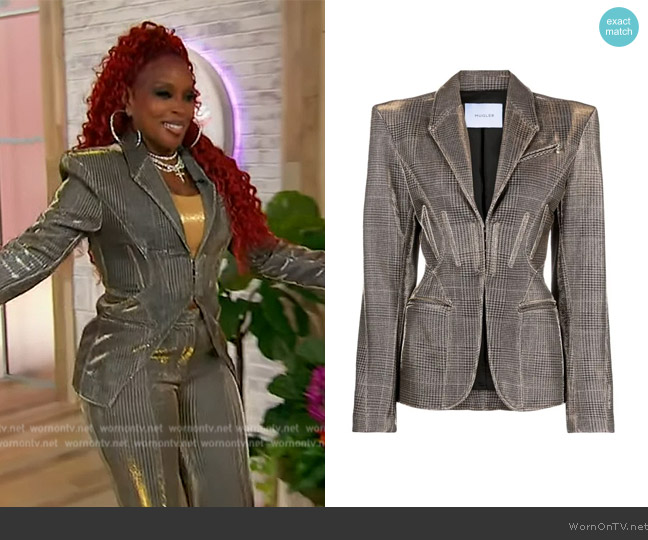 Mugler Corseted Checked Blazer worn by Mary J. Blige on Sherri