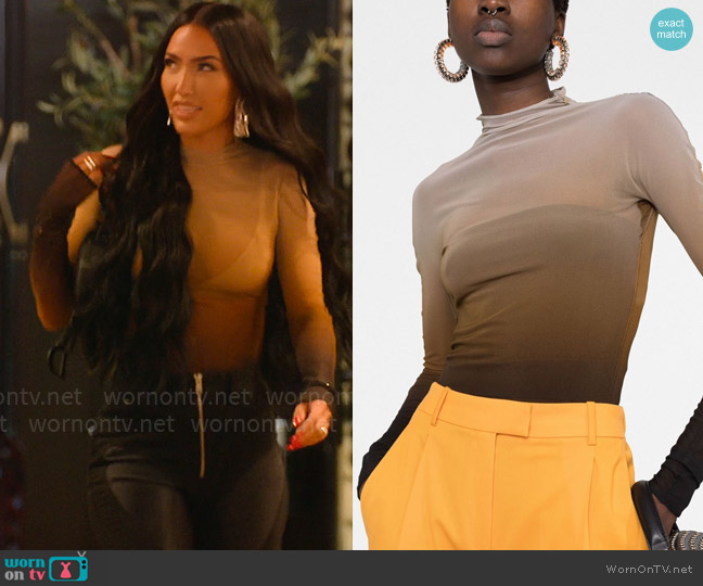 Mugler Gradient Mesh Top worn by Bre Tiesi on Selling Sunset