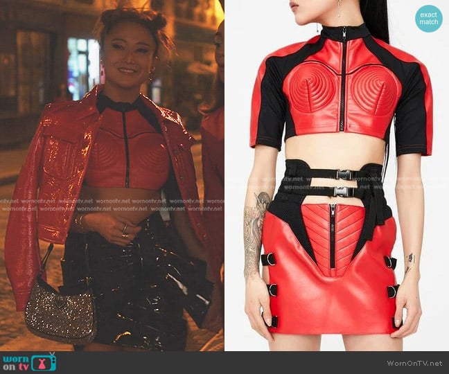 Namilia Moto Cone Cropped Top worn by Mindy Chen (Ashley Park) on Emily in Paris