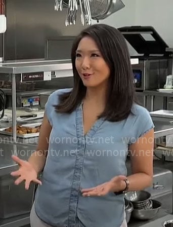 Nancy Chen's chambray top on CBS Mornings