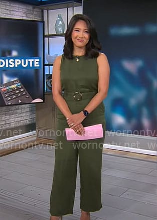 Nancy Chen's green belted jumpsuit on CBS Mornings