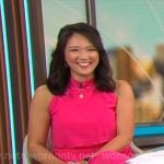 Nancy Chen’s pink pleated dress on CBS Mornings