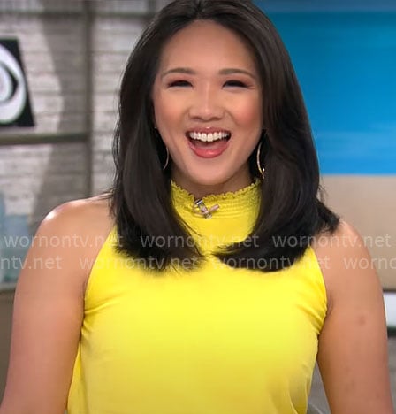 Nancy Chen's yellow pleated dress on CBS Mornings