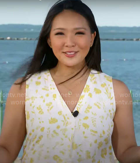 Nancy Chen's yellow floral top on CBS Mornings