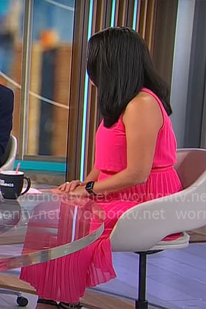 Nancy Chen's pink pleated dress on CBS Mornings