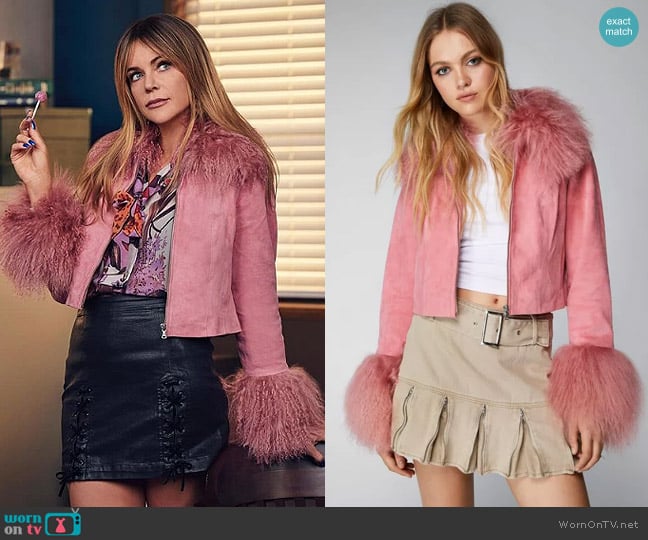 Nasty Gal Premium Suede And Shearling Jacket worn by Morgan Gillory (Kaitlin Olson) on High Potential