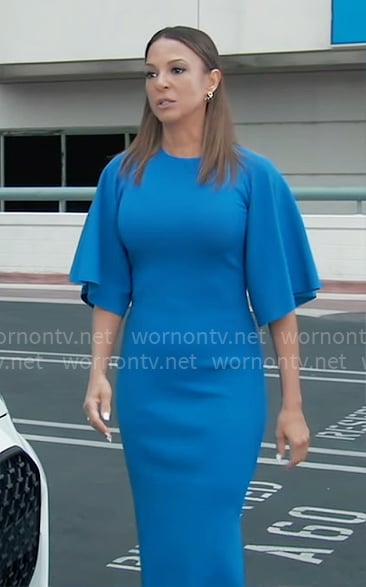 Natalia's blue flared sleeve dress on General Hospital