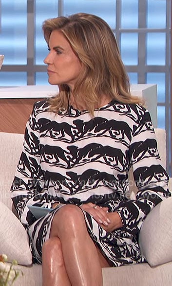 Natalie's black and white panther print dress on The Talk