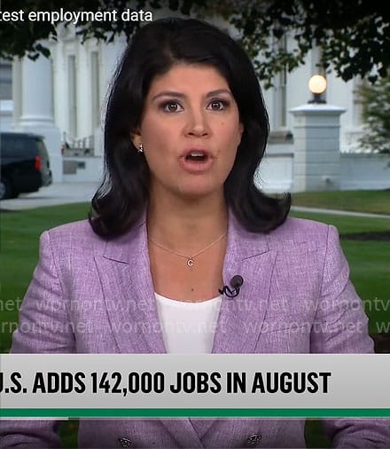 Natalie Brand's purple blazer on CBS Mornings