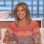 Natalie’s orange chevron knit top on The Talk