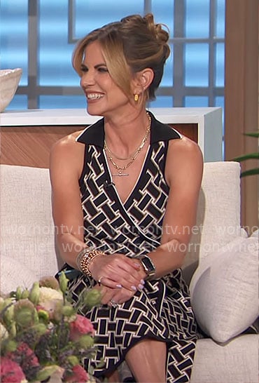 Natalie's weave print wrap dress on The Talk