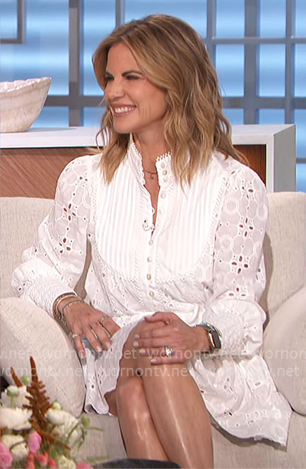 Natalie's white eyelet button front dress on The Talk