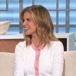 Natalie’s white cardigan with pink trim on The Talk