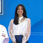 Natalie’s white sheer blouse and blue check skirt on Today