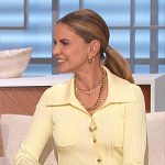 Natalie’s yellow rib knit shirtdress on The Talk