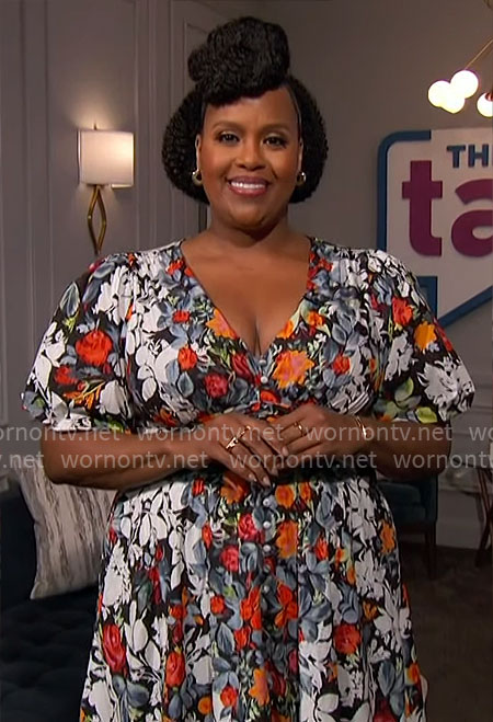 Natasha Rothwell's floral v-neck dress on The Talk