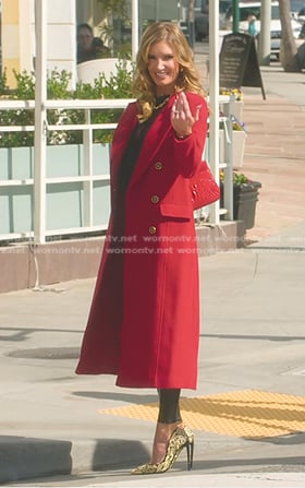 Nicole's red long coat on Selling Sunset