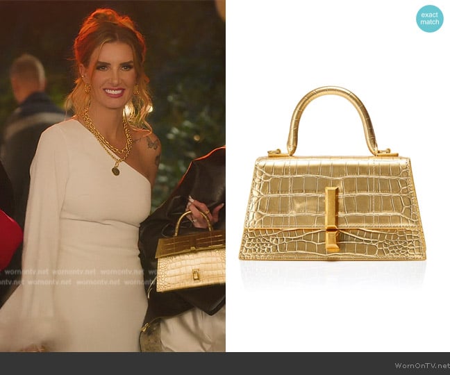 Nissa Leather Gold Shoulder Bag worn by Nicole Young on Selling Sunset