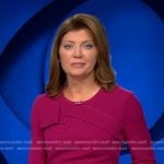 Nora’s magenta Sheath dress on CBS Evening News