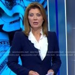 Norah’s navy blazer on CBS Evening News