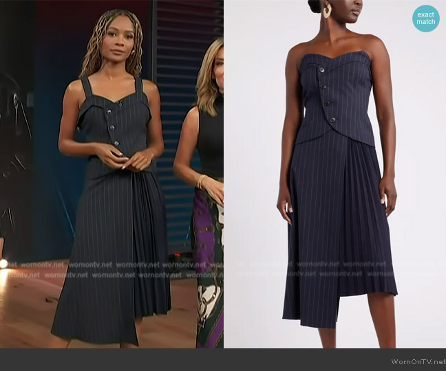 Nordstrom x Harlem's Fashion Row House of Aama Dandy Button-Up Corset worn by Zuri Hall on Access Hollywood