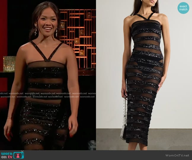 Jenn Tran’s black striped dress on The Bachelorette