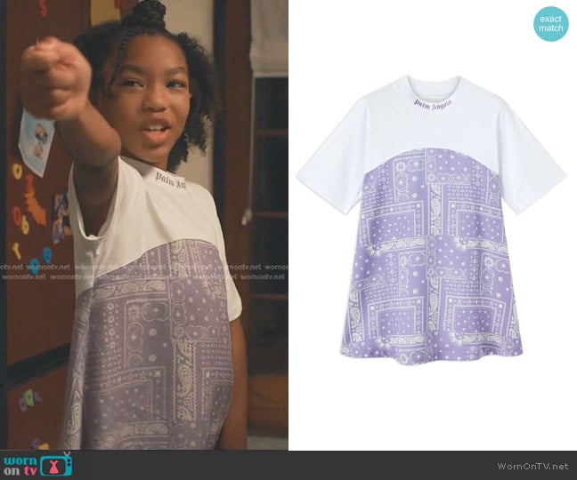 Palm Angels Girl's Astro Paisley T-shirt Dress worn by Mara Driskell (Askyler Bell) on 9-1-1