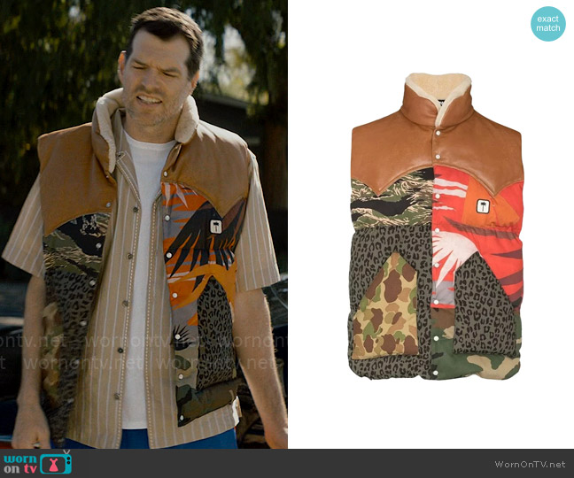 Palm Angels Mixed Prints Down Vest worn by Sasha Roklov (Timothy Simons) on Nobody Wants This