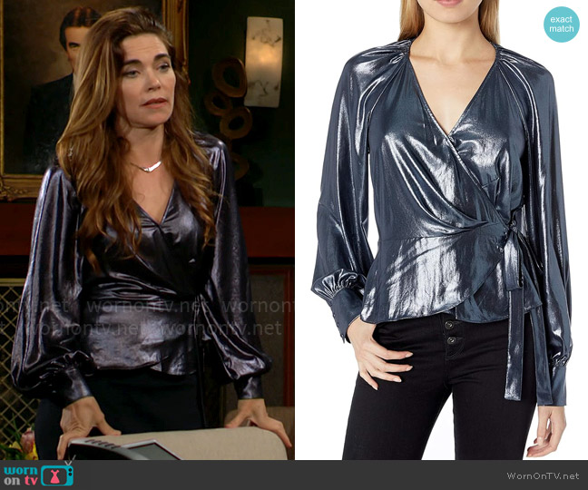 Parker Sheridan Long Sleeve Wrap Blouse worn by Victoria Newman (Amelia Heinle) on The Young and the Restless