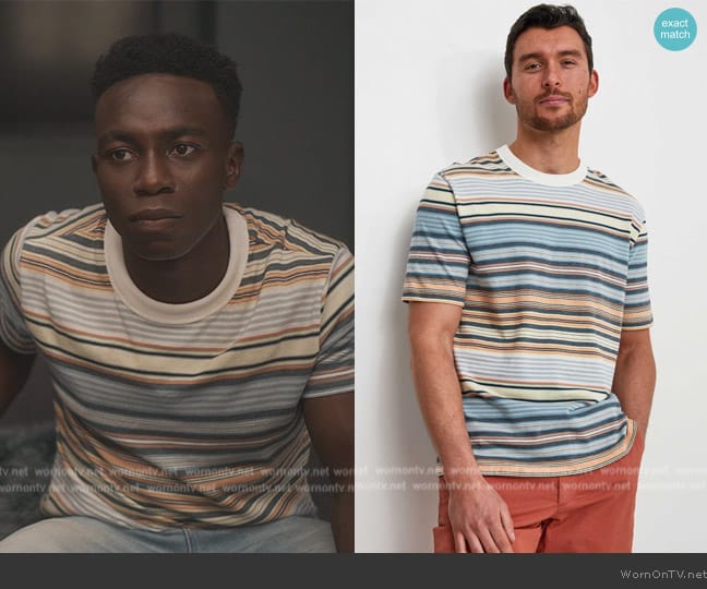 PS Paul Smith Striped Crewneck T-Shirt worn by Carlton Banks (Olly Sholotan) on Bel-Air