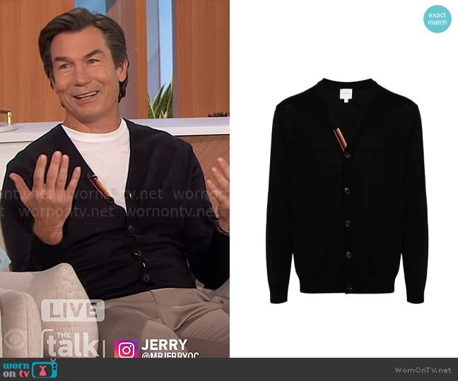 Paul Smith Artist Stripe Cardigan worn by Jerry O'Connell on The Talk