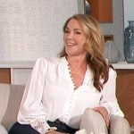 Peri Gilpin’s white blouse with lace cuffs on The Talk