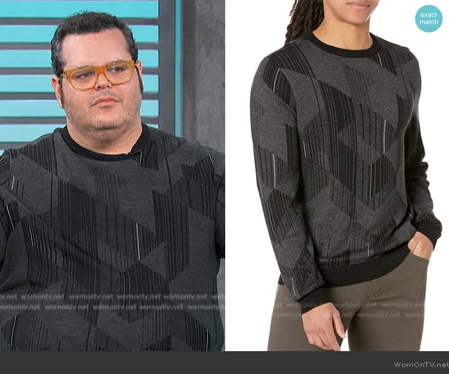 Perry Ellis Motion Print Pullover Sweater worn by Josh Gad on Access Hollywood