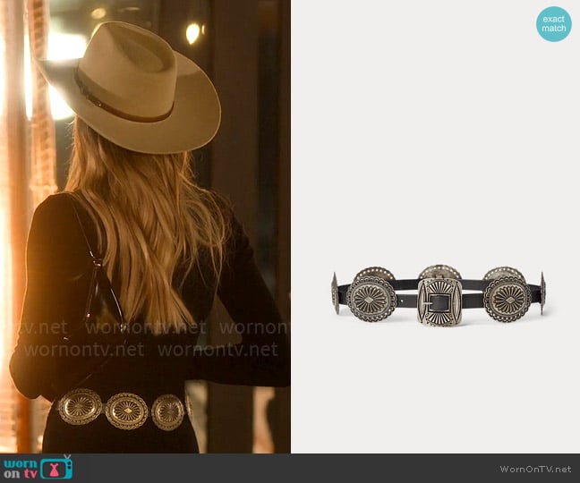 Polo Ralph Lauren Metal-Accent Leather Belt worn by Alanna Gold on Selling Sunset