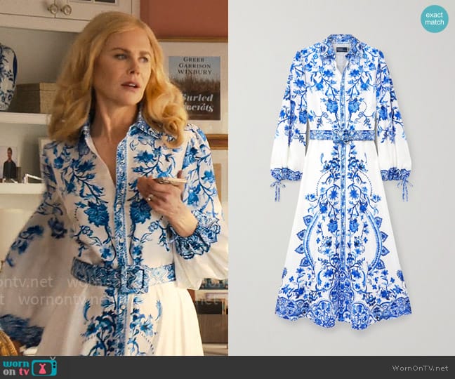 Polo Ralph Lauren Paisley-Print Mulberry Silk Dress worn by Greer Garrison Winbury (Nicole Kidman) on The Perfect Couple