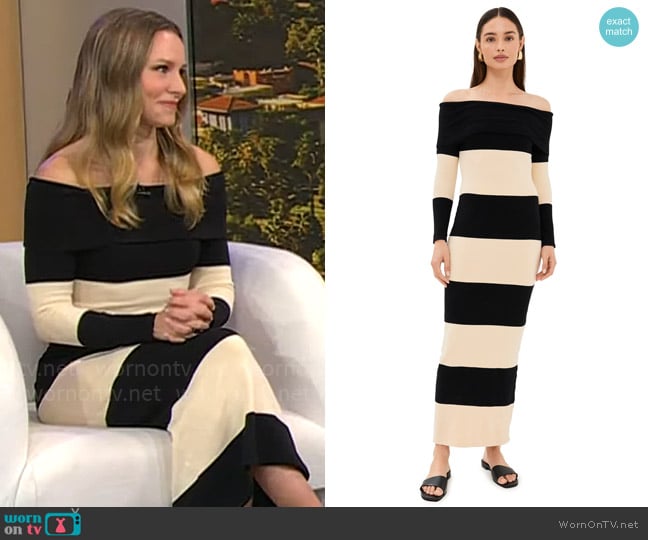 Posse Theo Off Shoulder Dress worn by Kristen Bell on CBS Mornings