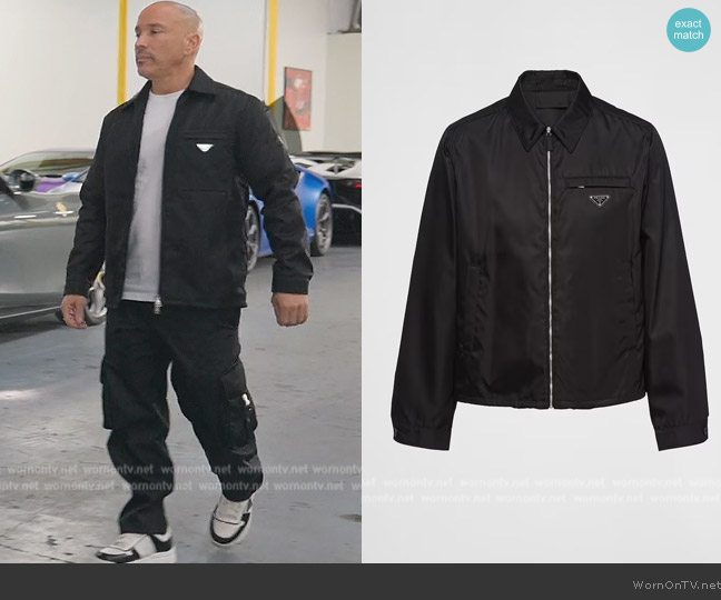 Prada Re-Nylon blouson jacket worn by Brett Oppenheim on Selling Sunset