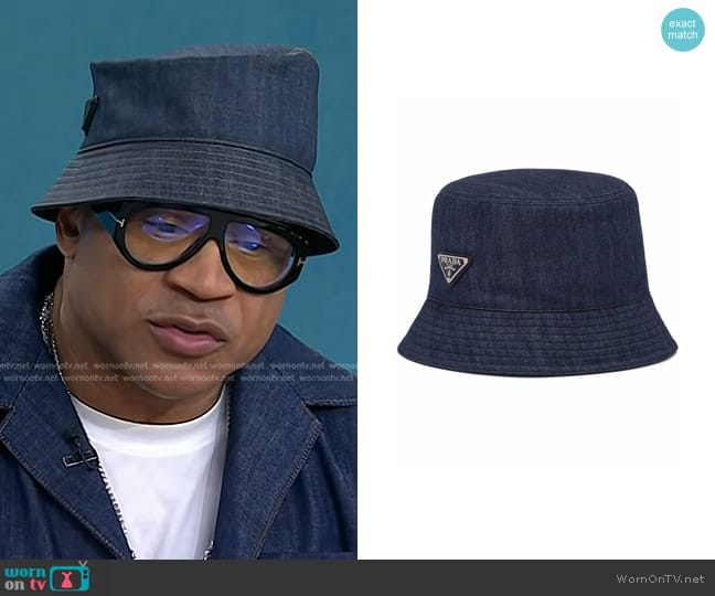 Prada Triangle-logo Denim Bucket Hat worn by LL Cool J on Today