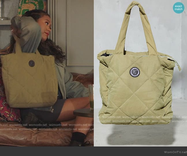 Pretty Little Thing Olive Badge Quilted Tote Bag worn by Keisha (Netta Walker) on All American Homecoming