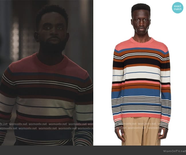 PS by Paul Smith Multicolor Striped Sweater worn by Geoffrey (Jimmy Akingbola) on Bel-Air