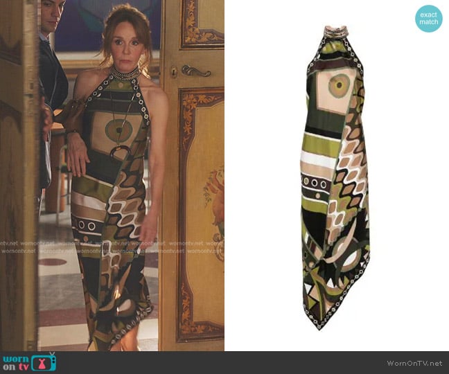 Pucci Geometric Silk Maxi Dress worn by Sylvie (Philippine Leroy-Beaulieu) on Emily in Paris