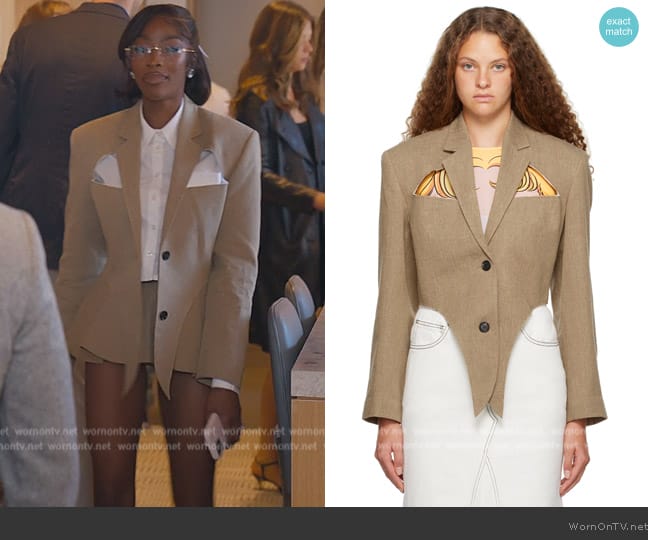 PushButton Beige Cutout Blazer worn by Chelsea Lazkani on Selling Sunset